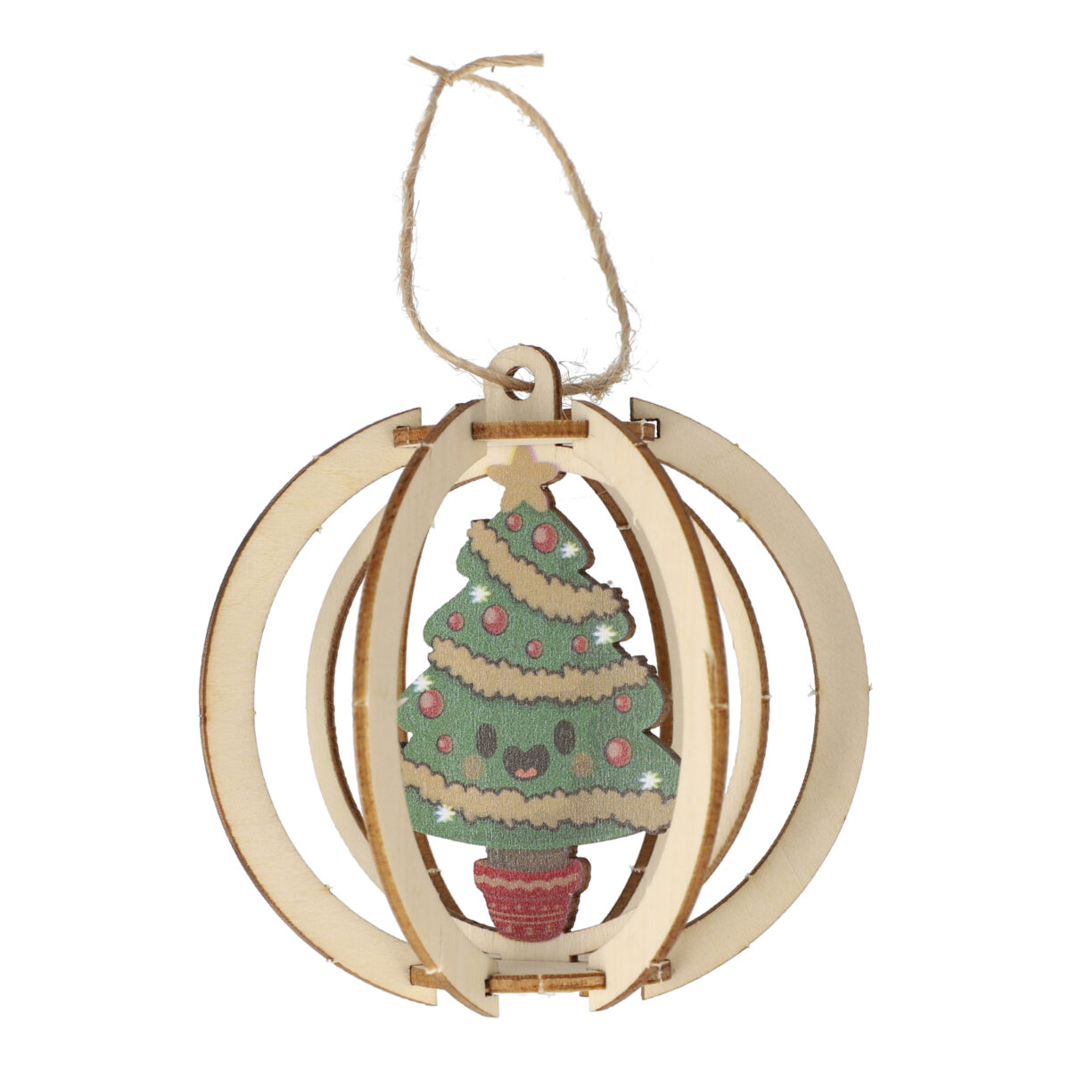 Houten Kerstornament set van 3 - Afbeelding 1