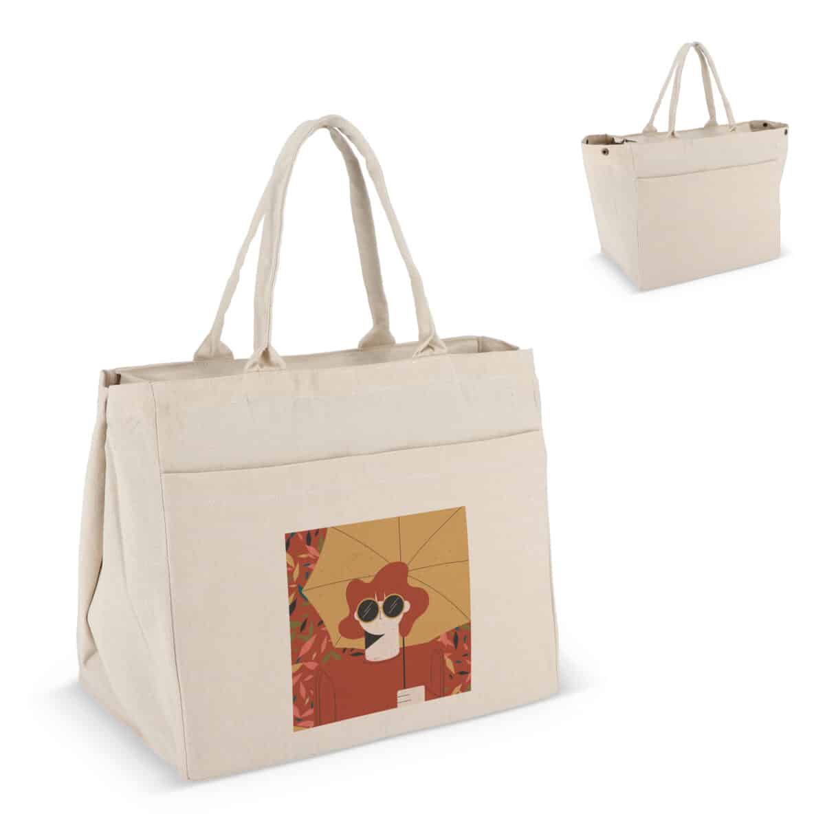 Trendy Tote Bag katoen met rits - Afbeelding 2