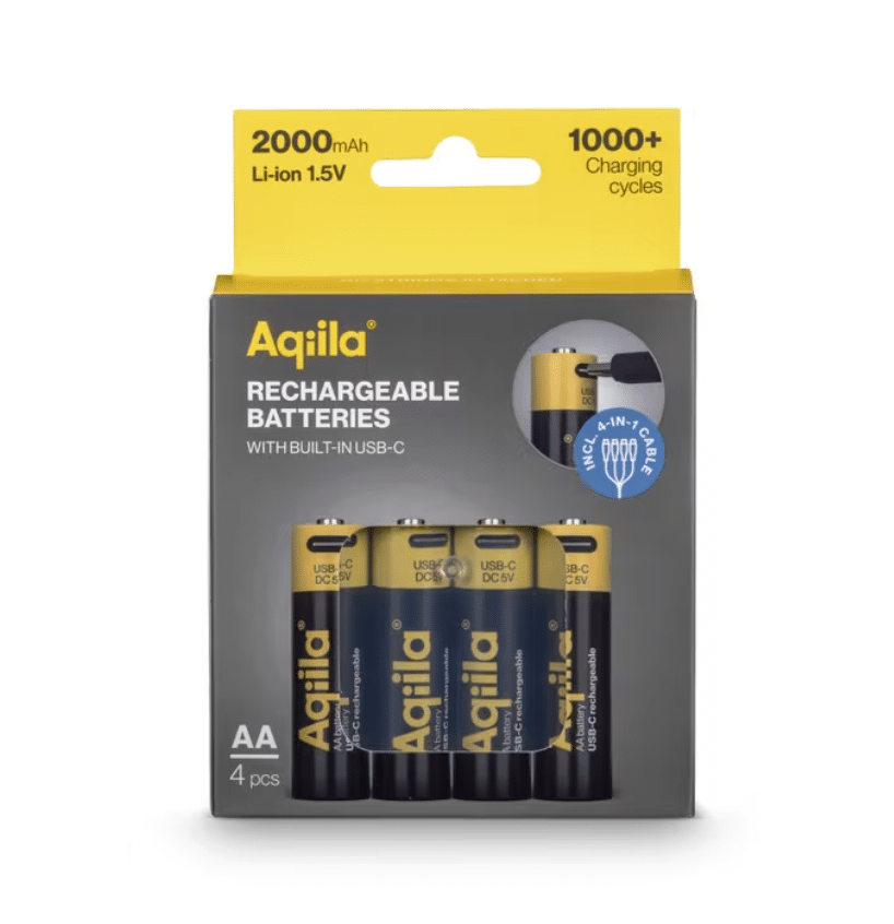 Oplaadbare USB-C batterijen AA 4-pack - Yipp & Co Oplaadbare USB-C batterijen AA - Afbeelding 1