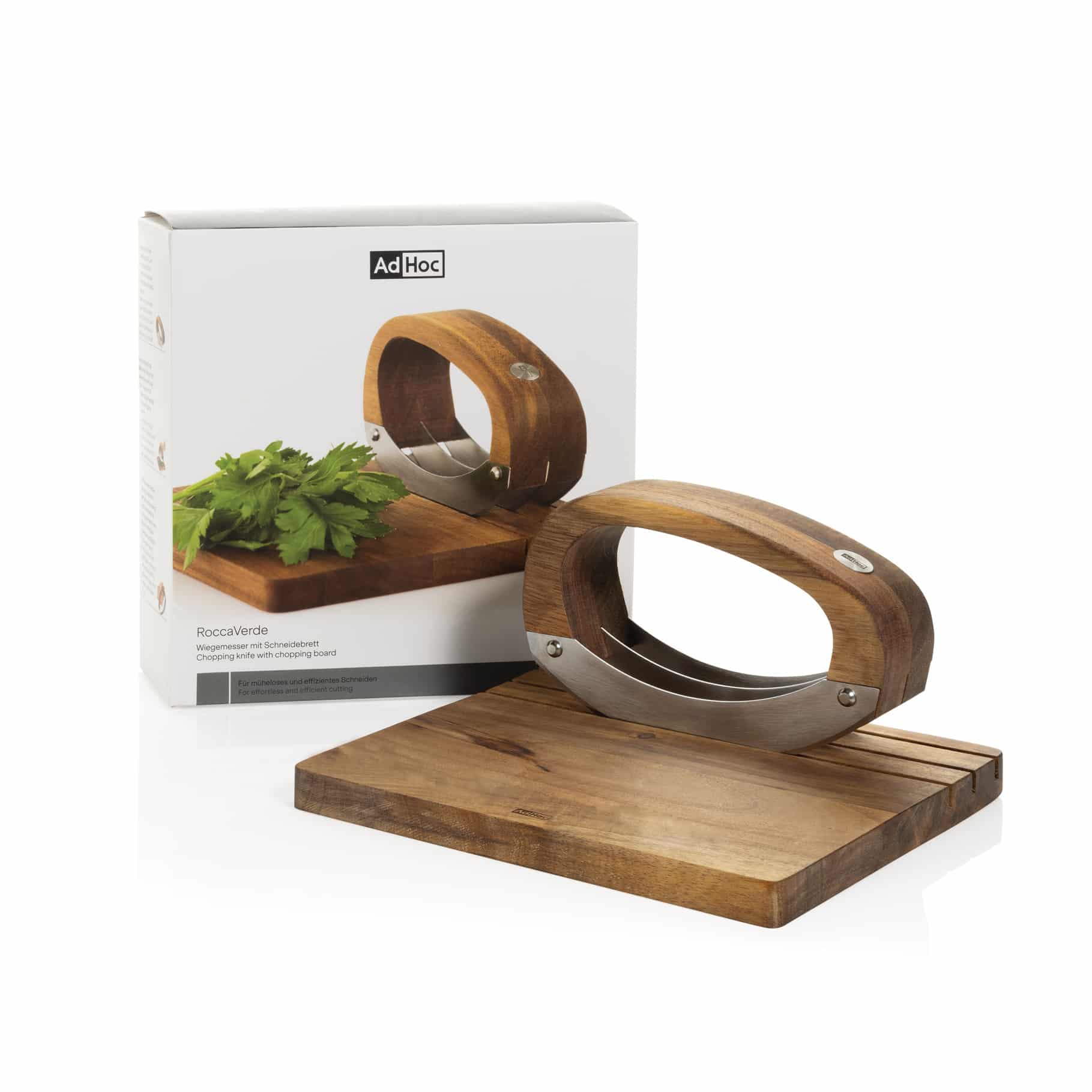 AdHoc RoccaVerde hakmes met snijplank en geschenkdoos - Yipp & Co AdHoc hakmes met snijplank - Afbeelding 1