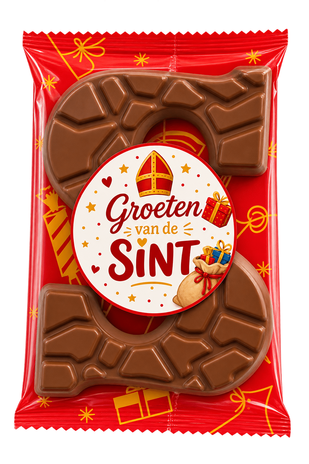 Kleine chocoladeletter Groeten van de Sint 70 gram - Schoenletter Sint - Yipp & Co Chocolade schoenletter Sint 70 gram - Afbeelding 1