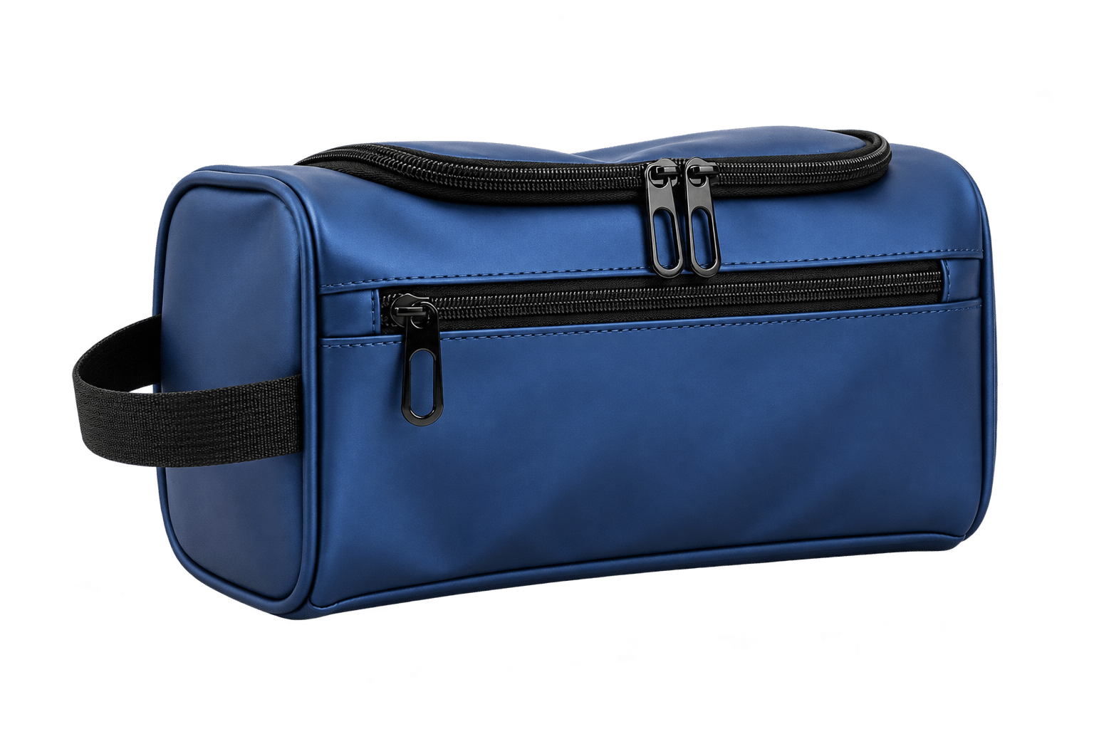 RPET reistas metallic blauw - origineel kerstgeschenk - Yipp & Co RPET toilettas metallic blauw - Afbeelding 1