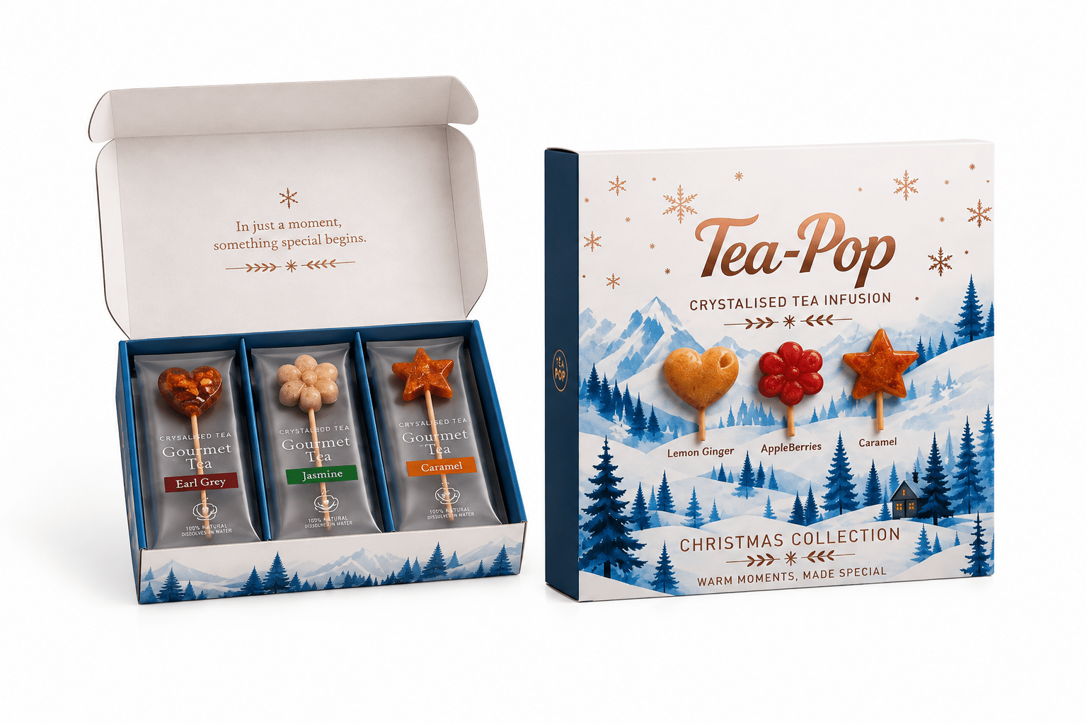 Tea-Pop giftset kerst editie - origineel kerstgeschenk 2026 - Yipp & Co Tea-pop giftset Kerst 6-dlg - Afbeelding 1