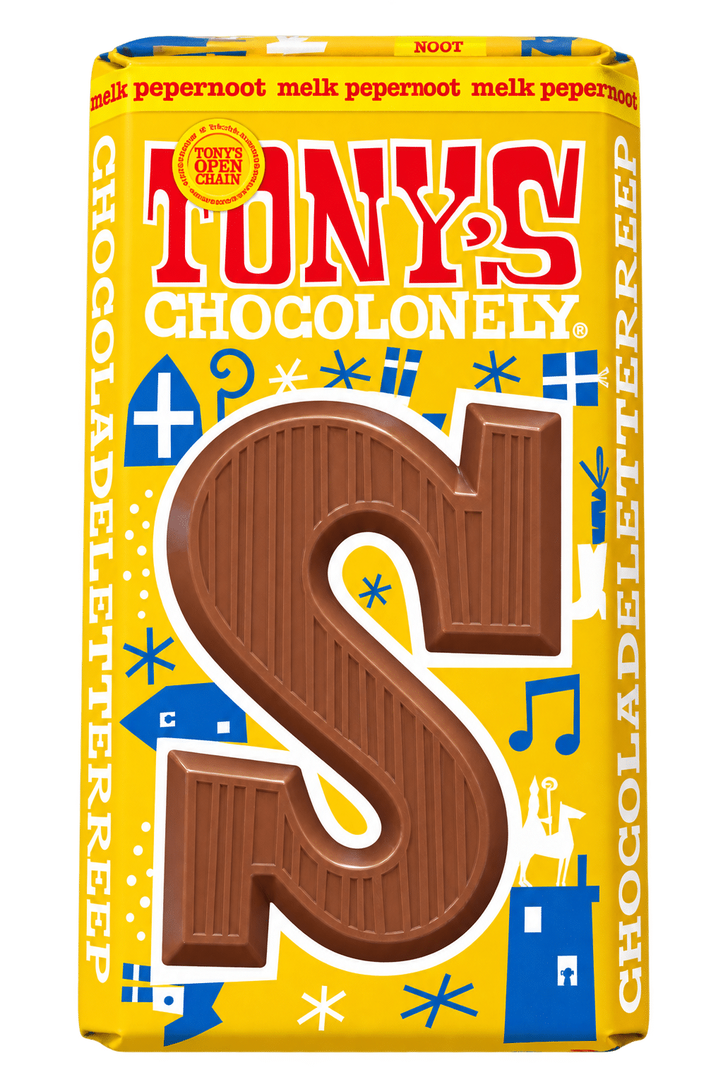 Tony's Chocolonely kleine chocoladeletterreep 90 gram - Sinterklaasgeschenk 2026 - Yipp & Co Tony’s Chocolonely kleine Sintletter 90 gram - Afbeelding 1